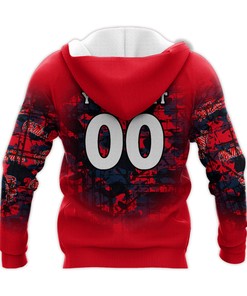 NCAA Ole Miss Rebels Custom Text Number Red Camouflage Zip Up Hoodie