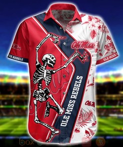 NCAA Ole Miss Rebels Red Skeleton Hawaiian Shirt