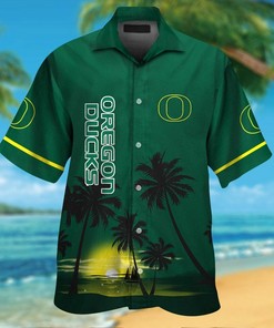 NCAA Oregon Ducks Sunrise Green Hawaiian Shirt