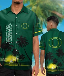 NCAA Oregon Ducks Sunrise Green Hawaiian Shirt