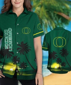 NCAA Oregon Ducks Sunrise Green Hawaiian Shirt