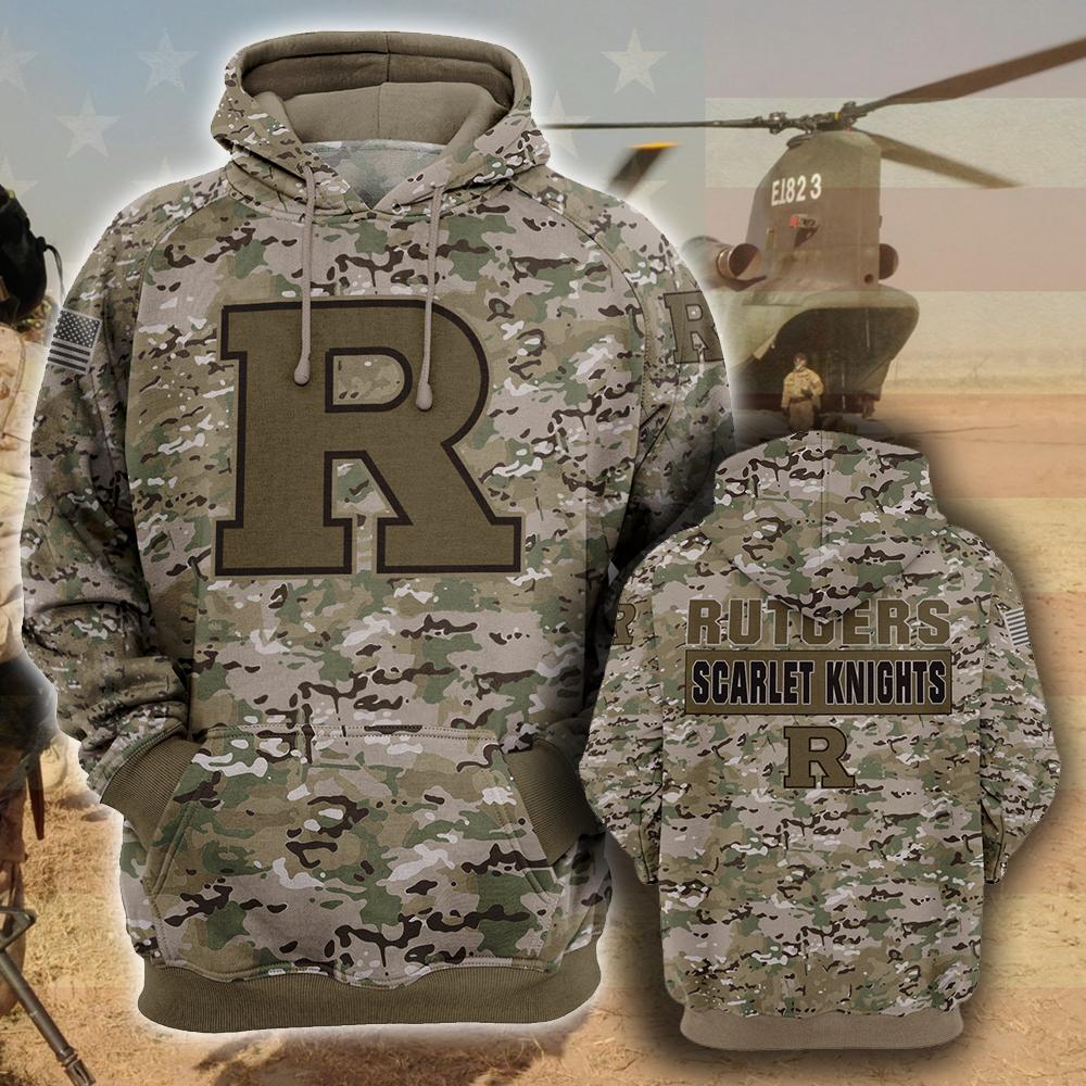 NCAA Rutgers Scarlet Knights Hoodie 3D Gifts for Veterans Day, Veterans Gifts, Christmas Gifts, Gift for Christmas-Ds001