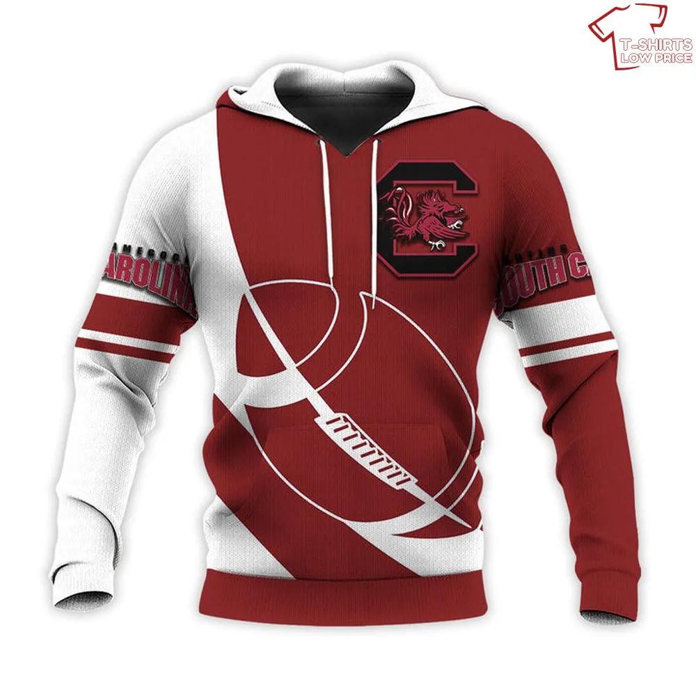 NCAA South Carolina Gamecocks Red White 3D Hoodie