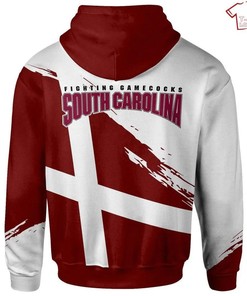 NCAA South Carolina Gamecocks Red White All Over Printed 3D Hoodie