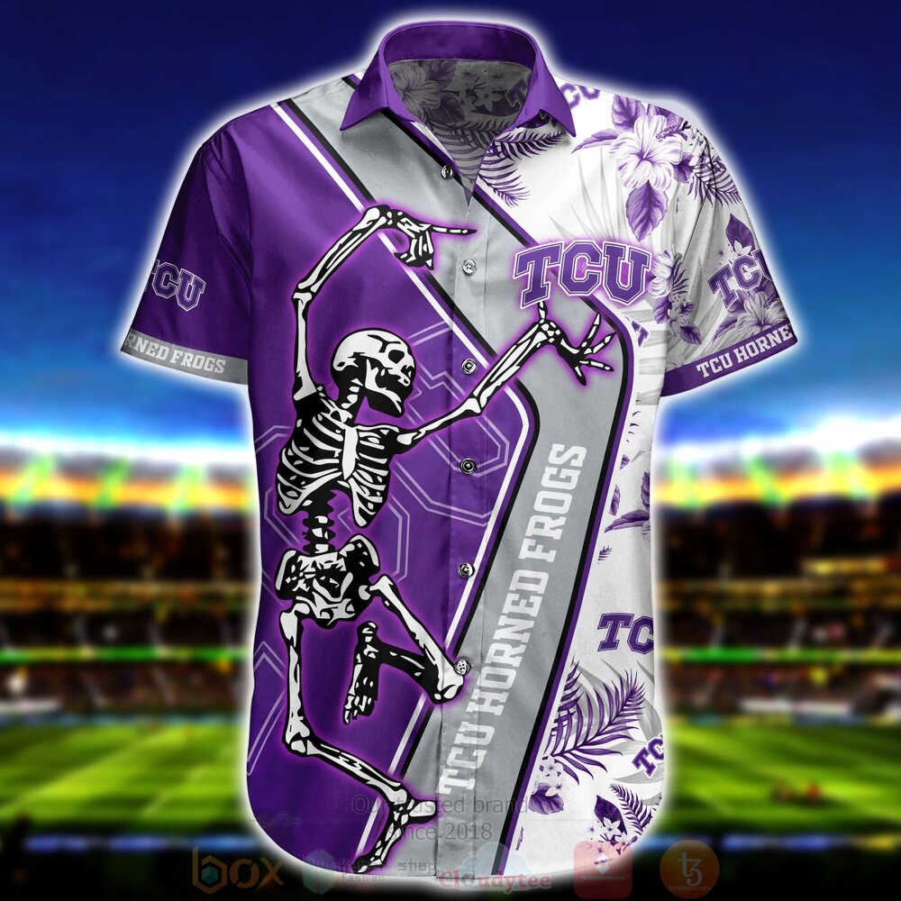 NCAA Tcu Horned Frogs Skeleton Aloha Shirt