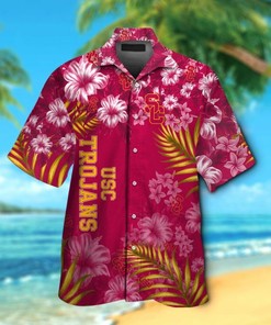NCAA USC Trojans Cardinal Flowers Gold Hawaiian Shirt
