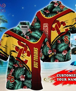 NCAA USC Trojans Custom Name Green Hawaiian Shirt