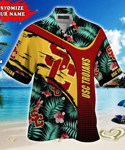NCAA USC Trojans Custom Name Green Hawaiian Shirt