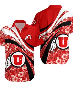 NCAA Utah Utes Red Hibiscus Hawaiian Shirt