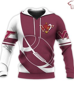 NCAA Virginia Tech Hokies Maroon White 3D Hoodie