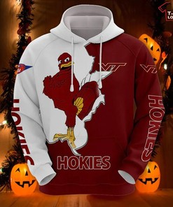 NCAA Virginia Tech Hokies Maroon White Mascot 3D Hoodie