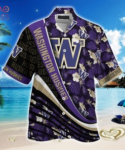 NCAA Washington Huskies Black Purple Hawaiian Shirt Ver 1