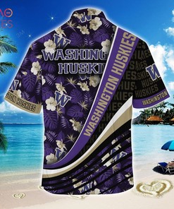 NCAA Washington Huskies Black Purple Hawaiian Shirt Ver 1