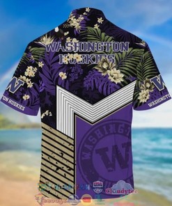 NCAA Washington Huskies Black Purple Hawaiian Shirt Ver 2