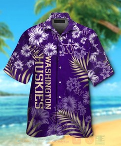 NCAA Washington Huskies Purple Flowers Hawaiian Shirt