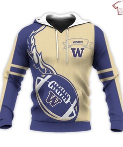NCAA Washington Huskies Purple Gold 3D Hoodie for Men