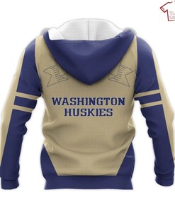 NCAA Washington Huskies Purple Gold 3D Hoodie for Men