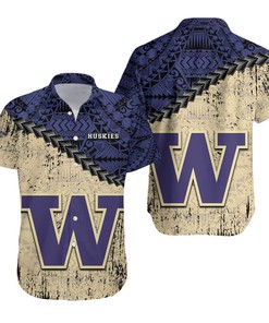 NCAA Washington Huskies Purple Gold Hawaiian Shirt