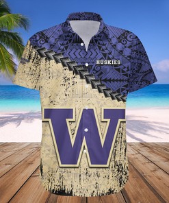 NCAA Washington Huskies Purple Gold Hawaiian Shirt