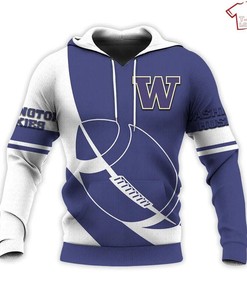 NCAA Washington Huskies Purple White 3D Hoodie