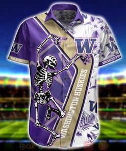 NCAA Washington Huskies Skeleton Aloha Shirt