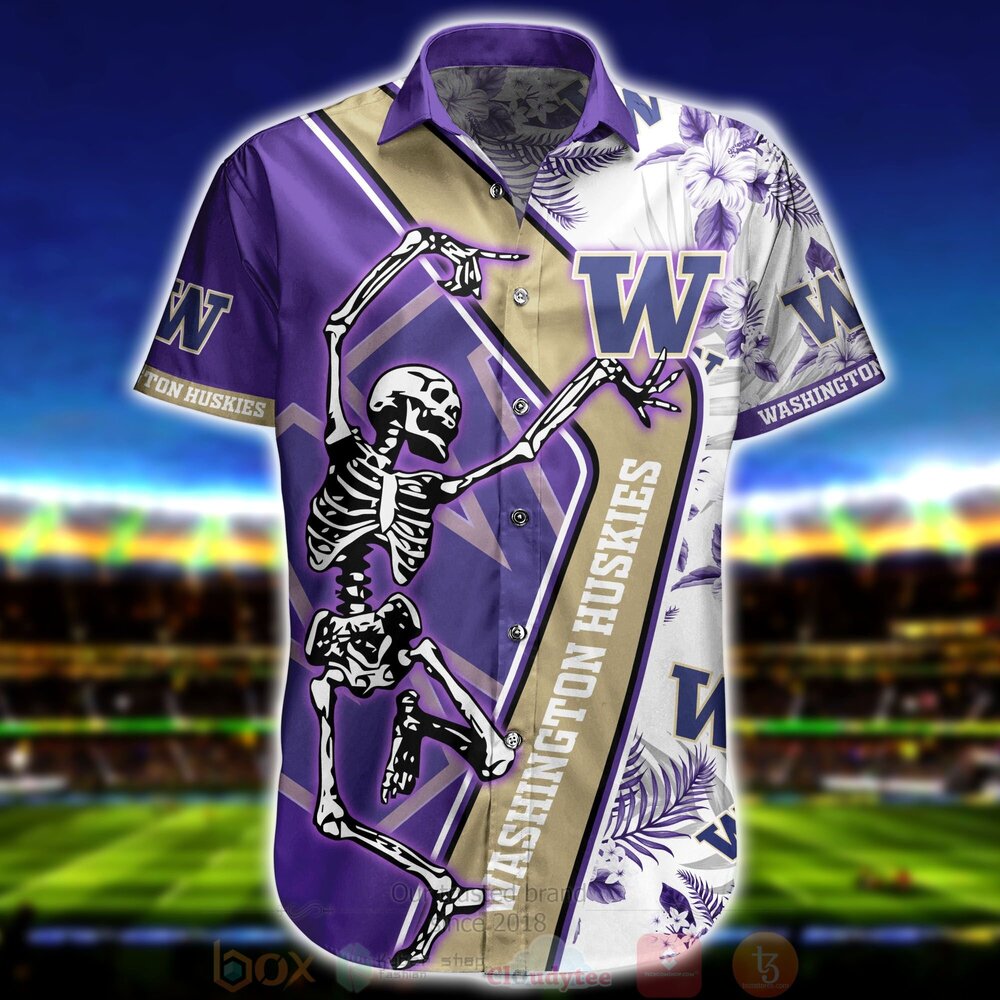 NCAA Washington Huskies Skeleton Aloha Shirt