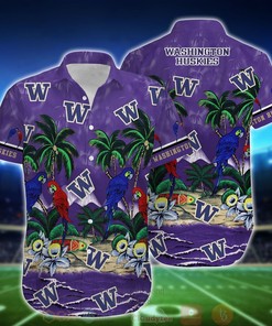 NCAA Washington Huskies Tropical Sea And Parrots Aloha Shirt