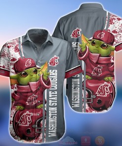 NCAA Washington State Cougars Baby Yoda Aloha Shirt