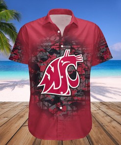 NCAA Washington State Cougars Custom Text Number Red Camo Vintage Hawaiian Shirt