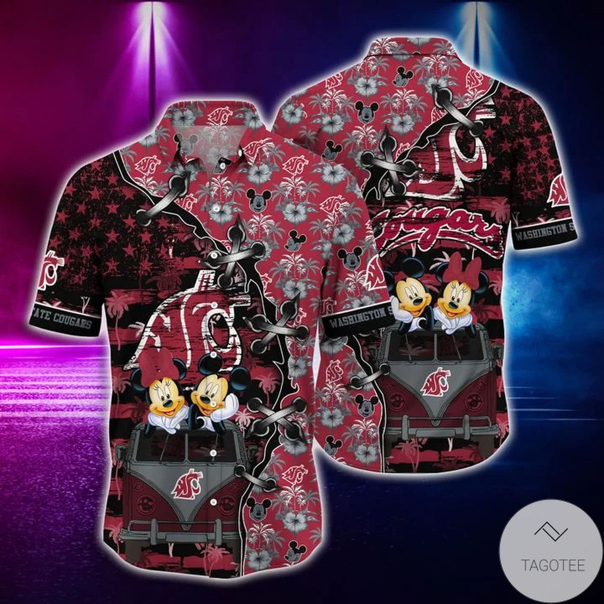 NCAA Washington State Cougars Mickey Mouse Hawaiian Shirt