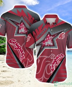 NCAA Washington State Cougars Red Grey Star Pattern Hawaiian Shirt