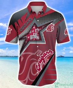 NCAA Washington State Cougars Red Grey Star Pattern Hawaiian Shirt