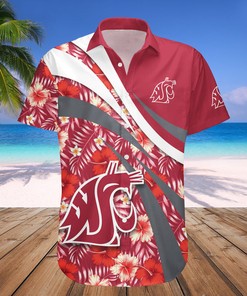 NCAA Washington State Cougars Red Hibiscus Style Hawaiian Shirt