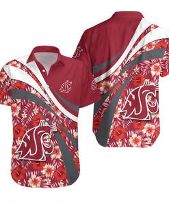 NCAA Washington State Cougars Red Hibiscus Style Hawaiian Shirt