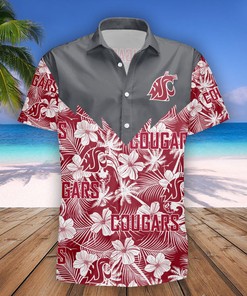 NCAA Washington State Cougars Red White Flowers Hawaiian Shirt