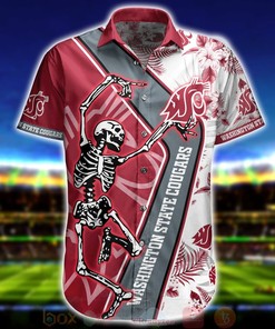 NCAA Washington State Cougars Skeleton Aloha Shirt Ver 1