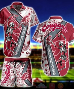 NCAA Washington State Cougars Skeleton Aloha Shirt Ver 2
