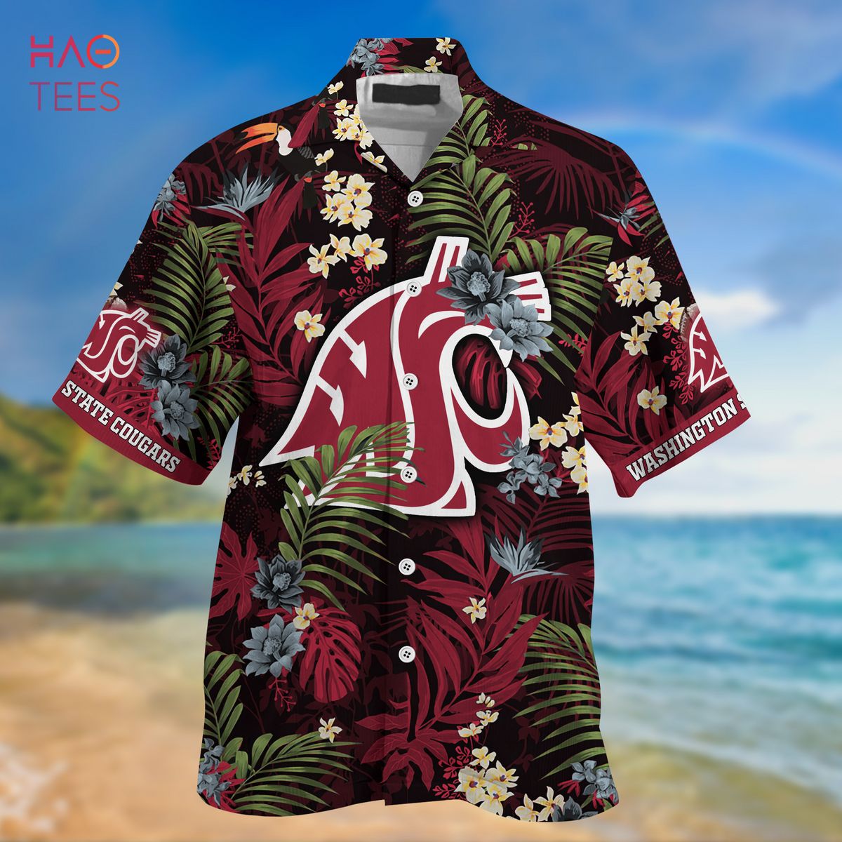 NCAA Washington State Cougars Tropical Flowers Your Team Hawaiian Shirt
