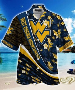 NCAA West Virginia Mountaineers Black Blue Hawaiian Shirt All Over Print
