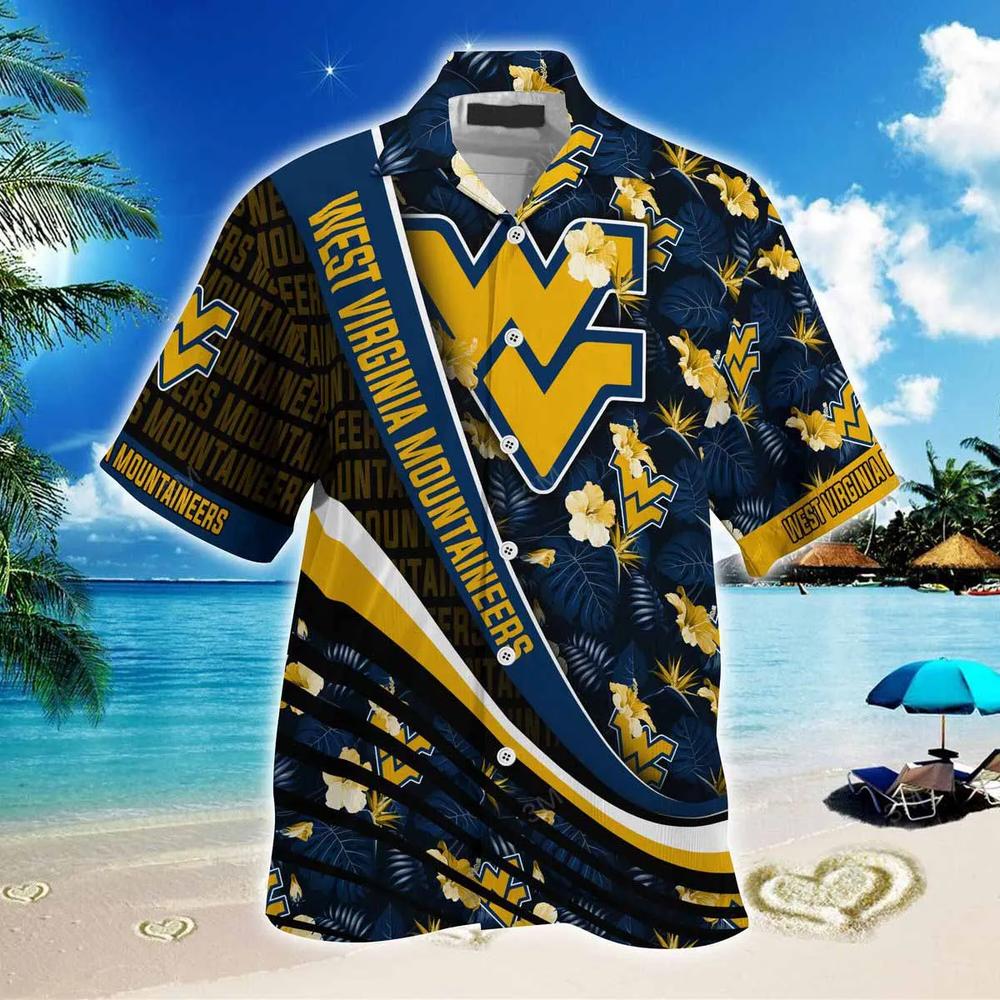 NCAA West Virginia Mountaineers Black Blue Hawaiian Shirt All Over Print