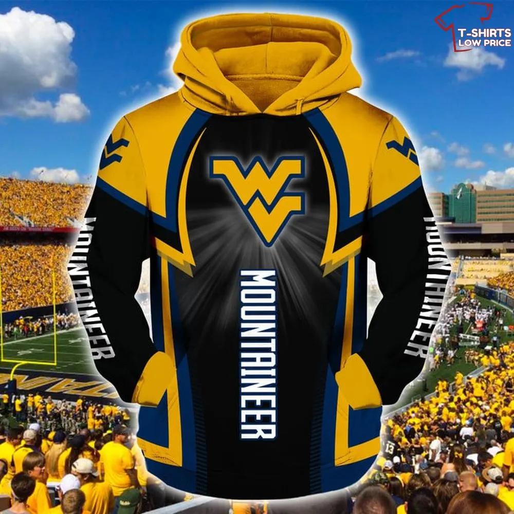 NCAA West Virginia Mountaineers Black Gold 3D Hoodie