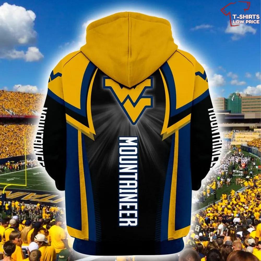 NCAA West Virginia Mountaineers Black Gold 3D Hoodie