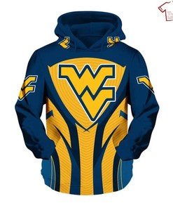 NCAA West Virginia Mountaineers Blue Gold 3D Hoodie