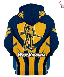 NCAA West Virginia Mountaineers Blue Gold 3D Hoodie