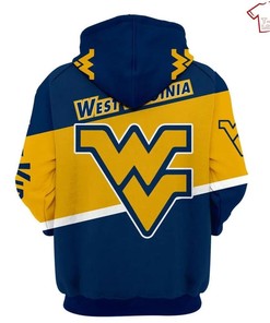 NCAA West Virginia Mountaineers Blue Gold 3D Hoodie All Over Printed for Men Women
