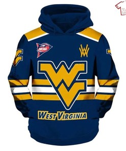 NCAA West Virginia Mountaineers Blue Gold 3D Hoodie for Men Women