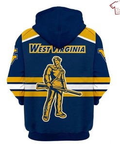 NCAA West Virginia Mountaineers Blue Gold 3D Hoodie for Men Women