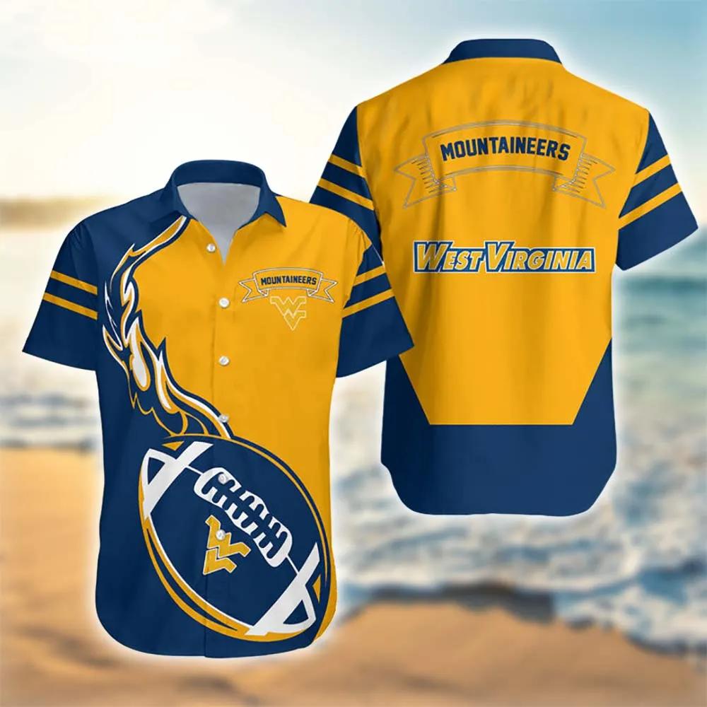 NCAA West Virginia Mountaineers Blue Gold Aloha Hawaiian Shirt