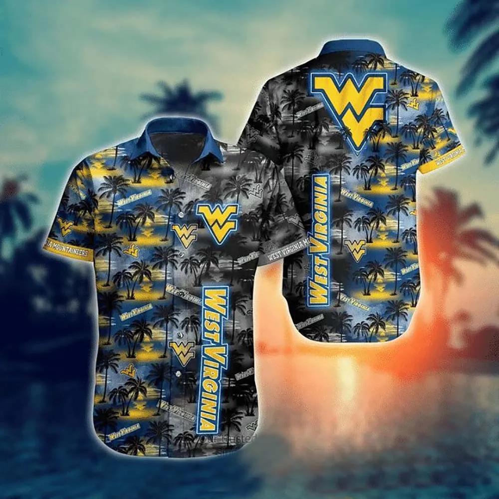 NCAA West Virginia Mountaineers Coconut Trees Hawaiian Shirt