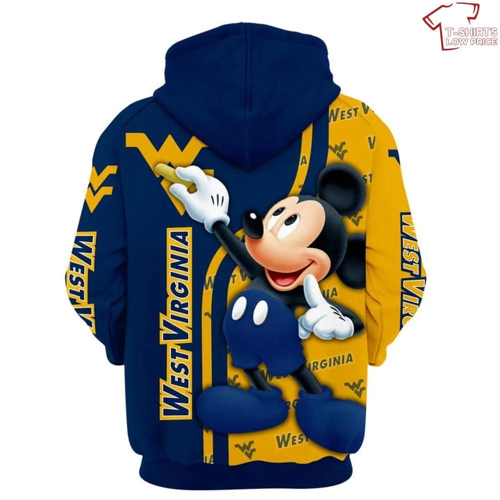 NCAA West Virginia Mountaineers Mickey Mouse 3D Hoodie